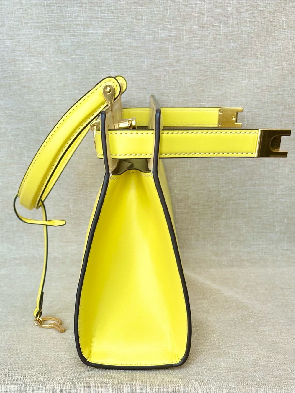 Tory Burch Lee Radziwill Electric Yellow Leather Satchel - Picture 12 of 16